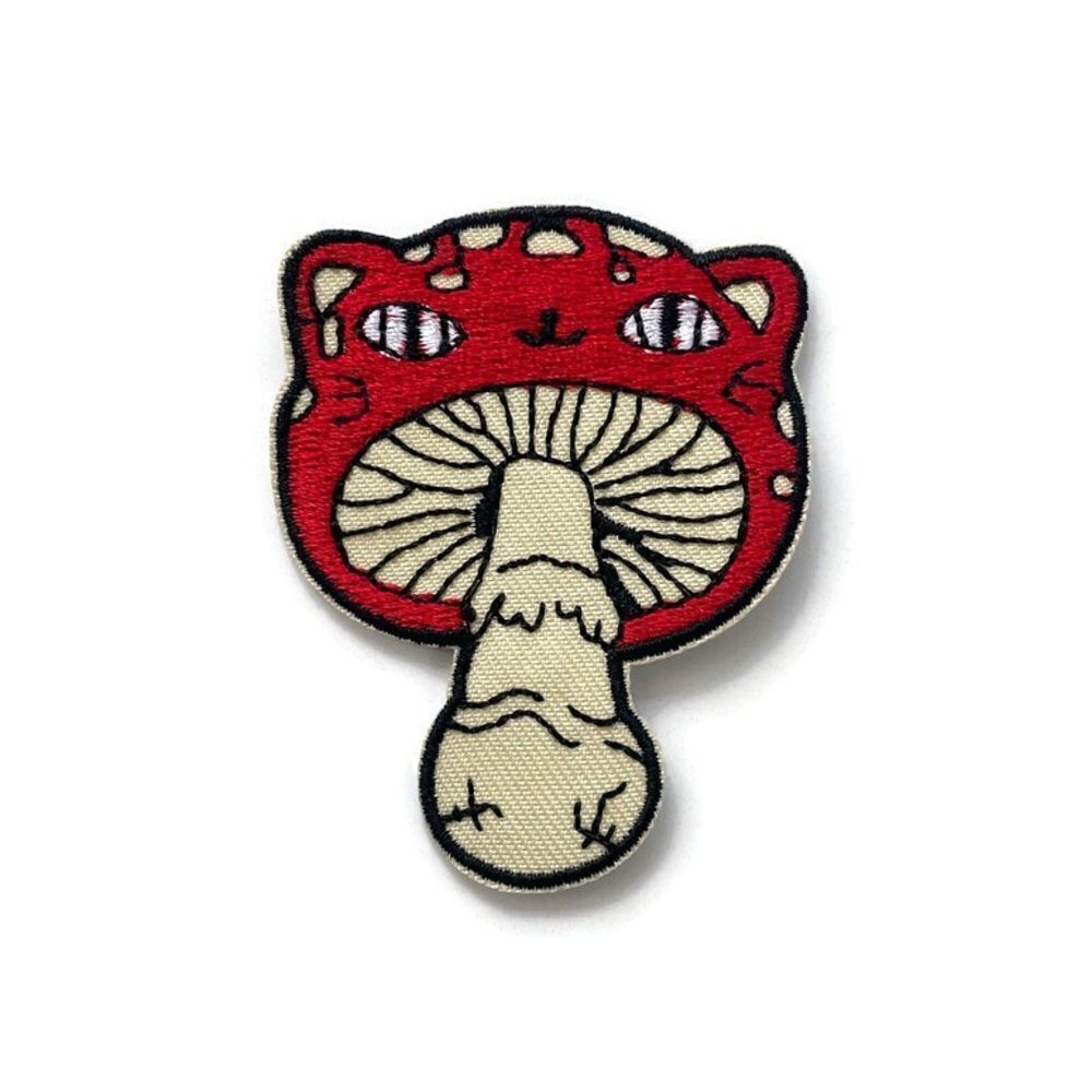Red Kitty MushroomโEmbroideredโPatch